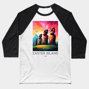 A Pop Art Travel Print of Easter Island - Chile Baseball T-Shirt